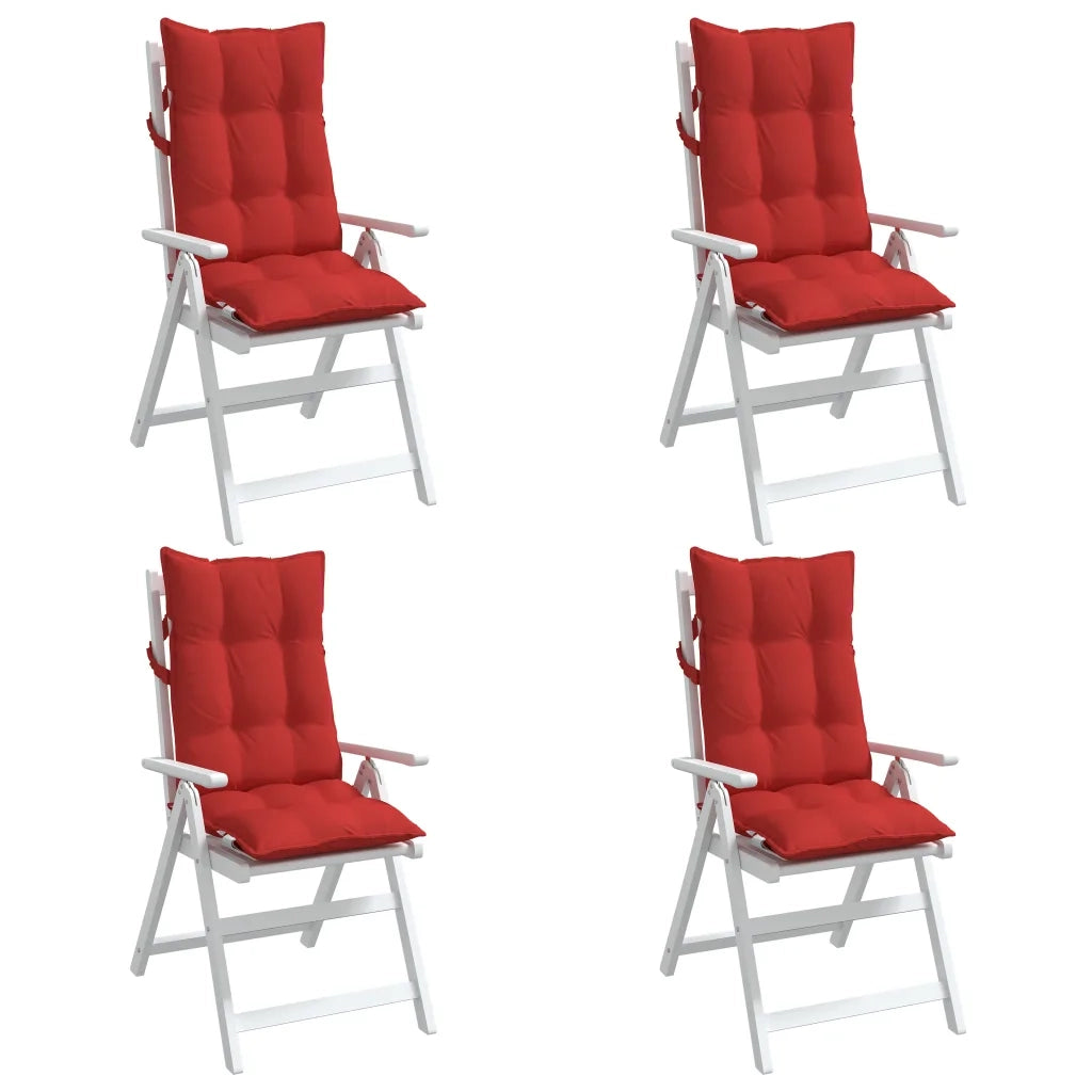 Cuscini per Sedia con Schienale Alto 4 pz Rosso Tessuto Oxford