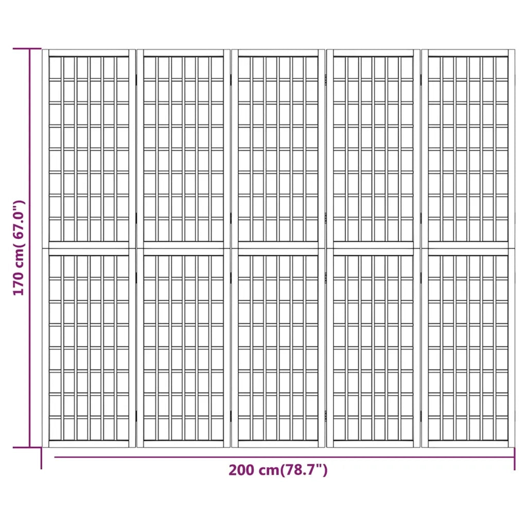 Divisorio Ambienti | Divider per stanze | Paravento Pieghevole 5 Pannelli Stile Giapponese 200x170 Bianco
