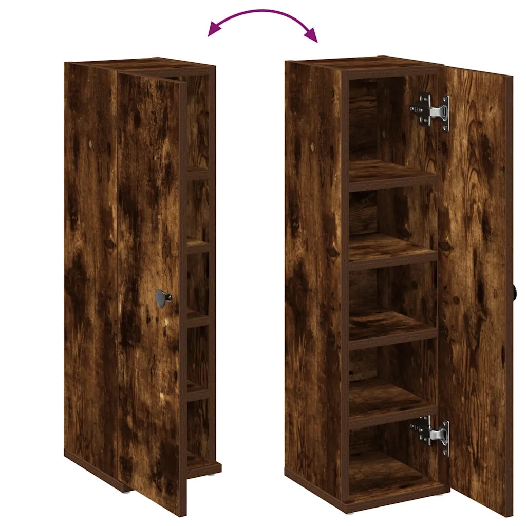 vidaXL Mobile da Bagno con Portarotolo Rovere Fumo 20,5x22x72 cm
