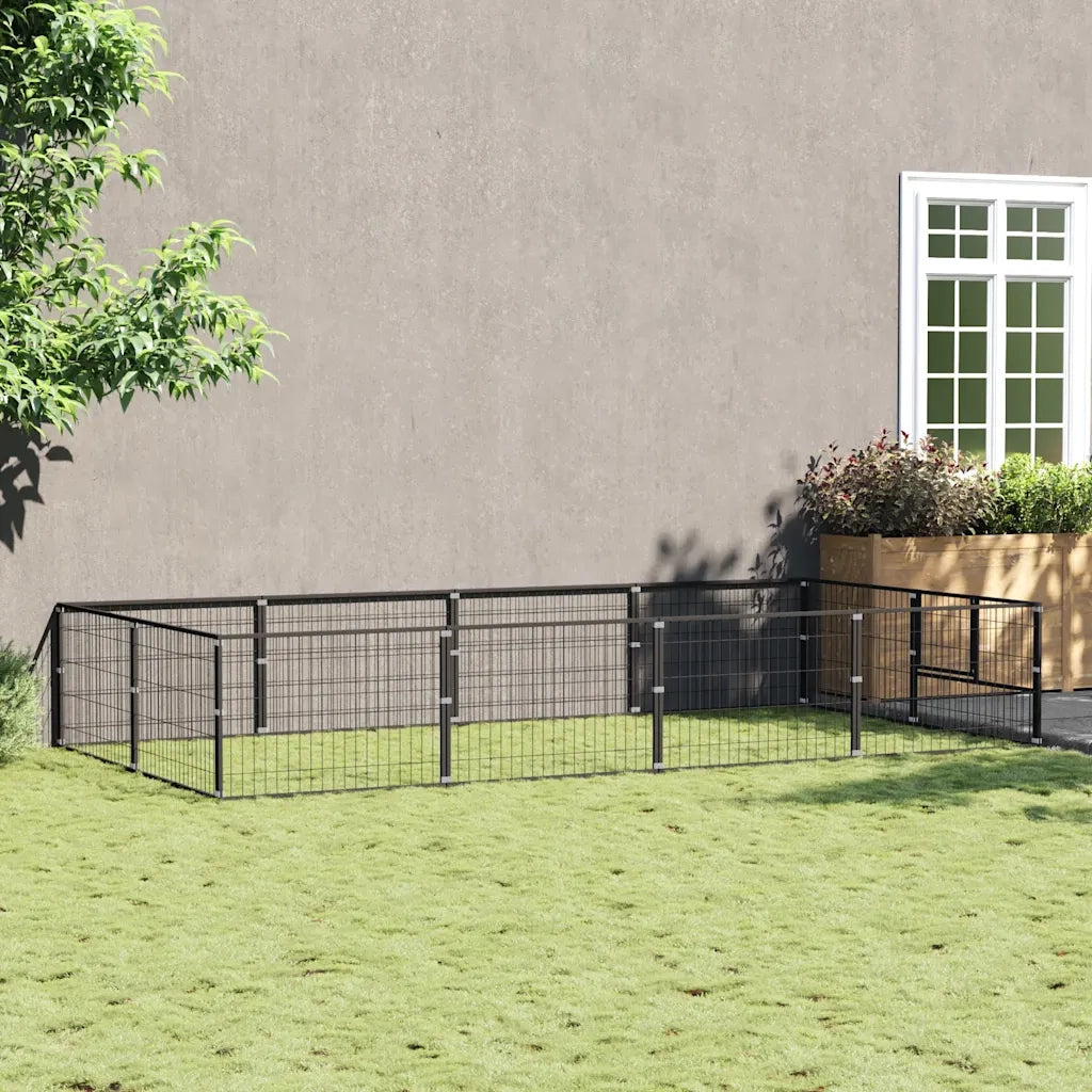 Gabbia per Cani Nera 8 m² in Acciaio 3082111