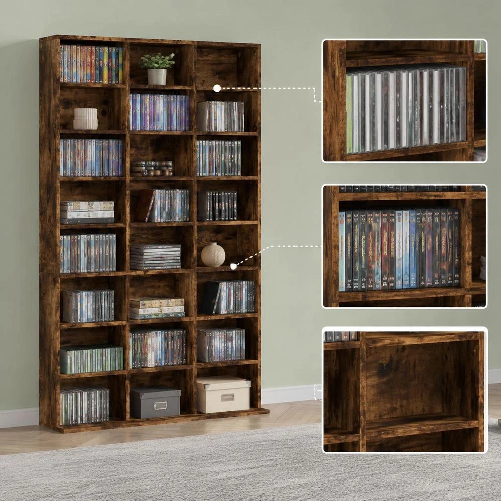 CD Rack, Smoked Oak, 102x23x177.5 Cm, Engineered Wood