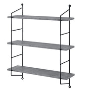 Scaffale da Parete Ösel a 3 Ripiani Regolabil - Effetto Cemento / Nero [en.casa]
