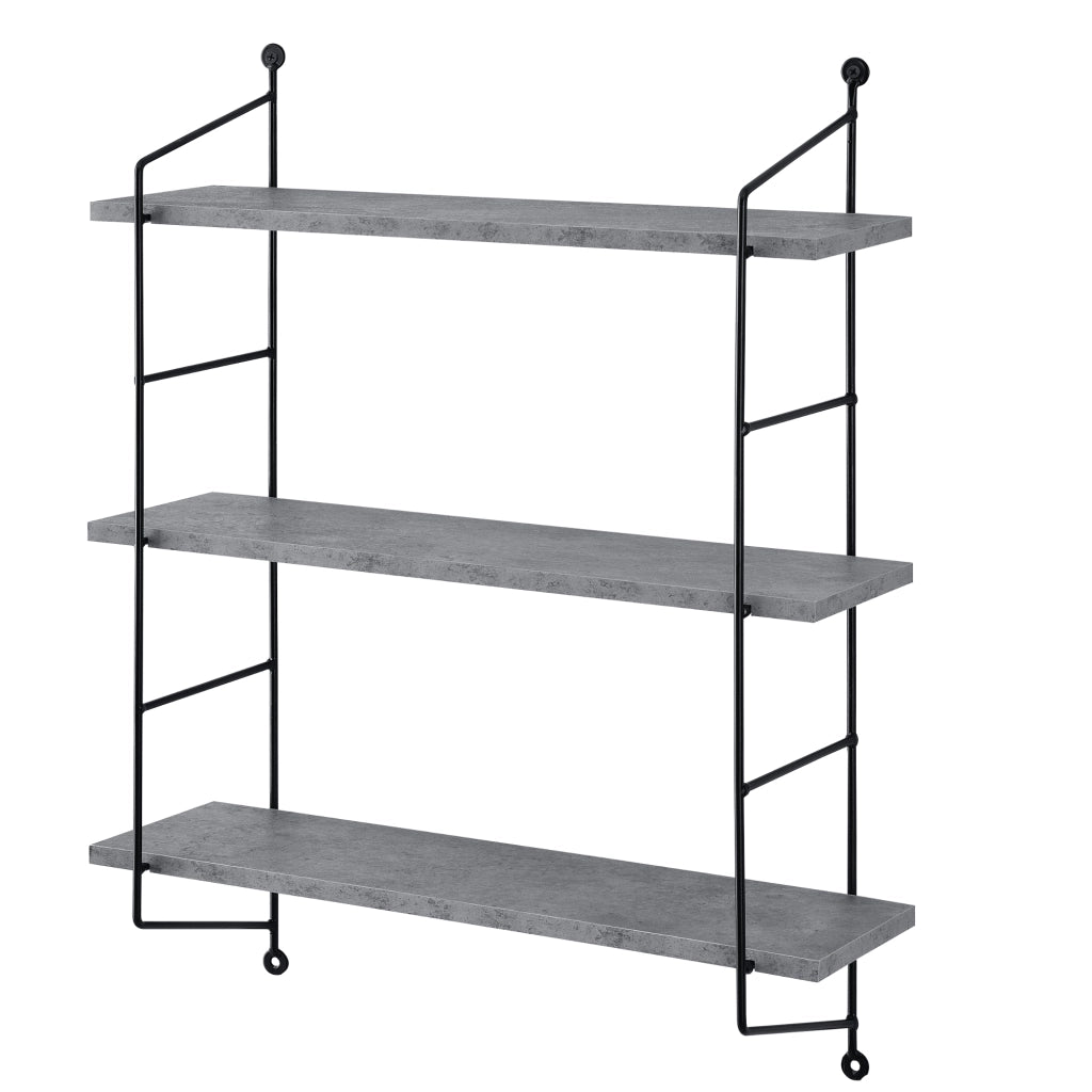 Scaffale da Parete Ösel a 3 Ripiani Regolabil - Effetto Cemento / Nero [en.casa]
