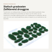 Grassio Statisch 6 mm - 32 Pezzi - Autoadesivo - Finto Erboso - Boschetto - Verde Scuro - Modello Erboso