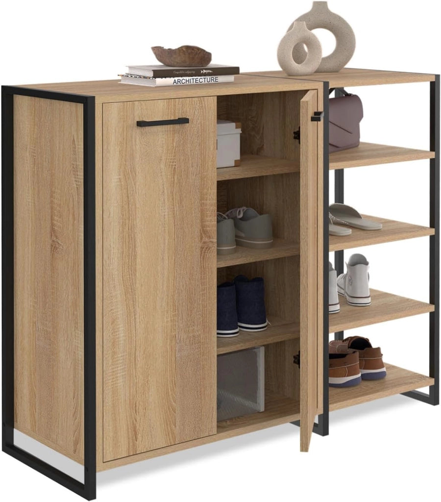 Scarpiera 12 paia LUIS 2 porte con 4 ripiani design industriale