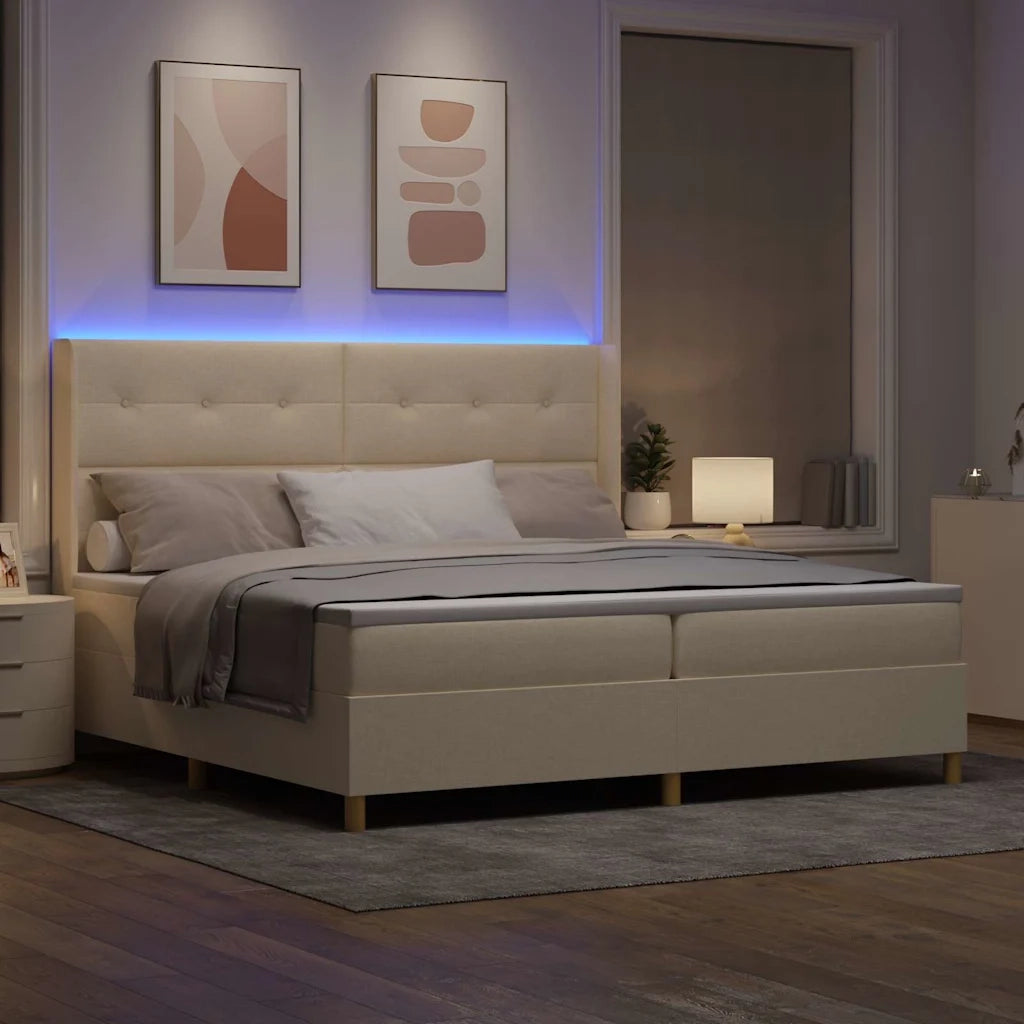 Letto a molle con materasso Crema 140 x 200 cm Tessuto
