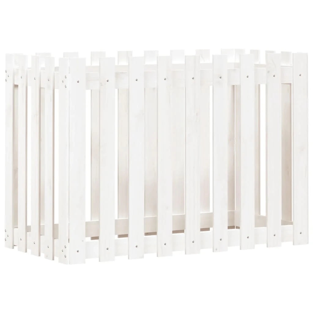 Fioriera rialzata per piante fiori terrazza giardino design del giardino con recinzione 100 x 50 x 70 cm pino bianco massiccio 02_0039793