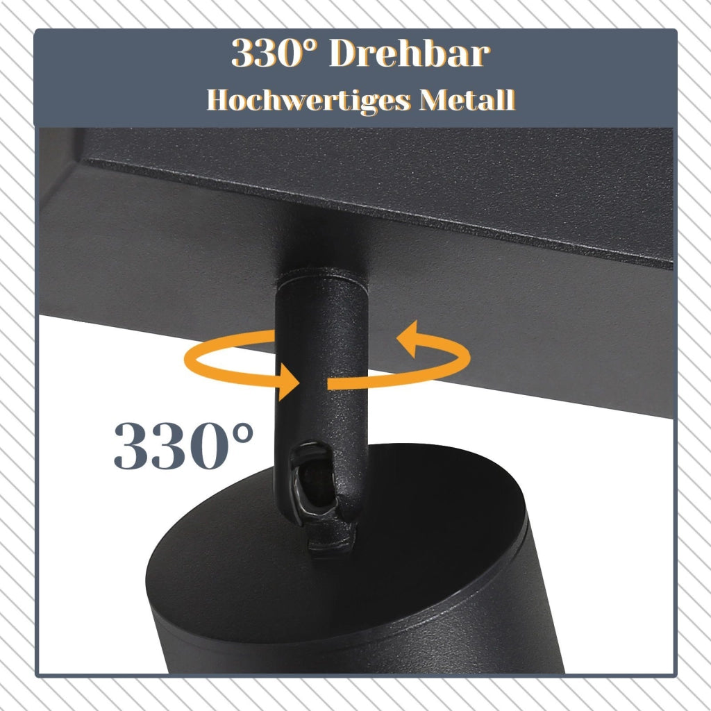ZMH Faretto da soffitto neri 5 luci GU10 orientabili 330° stile industriale moderno per soggiorno senza lampadine