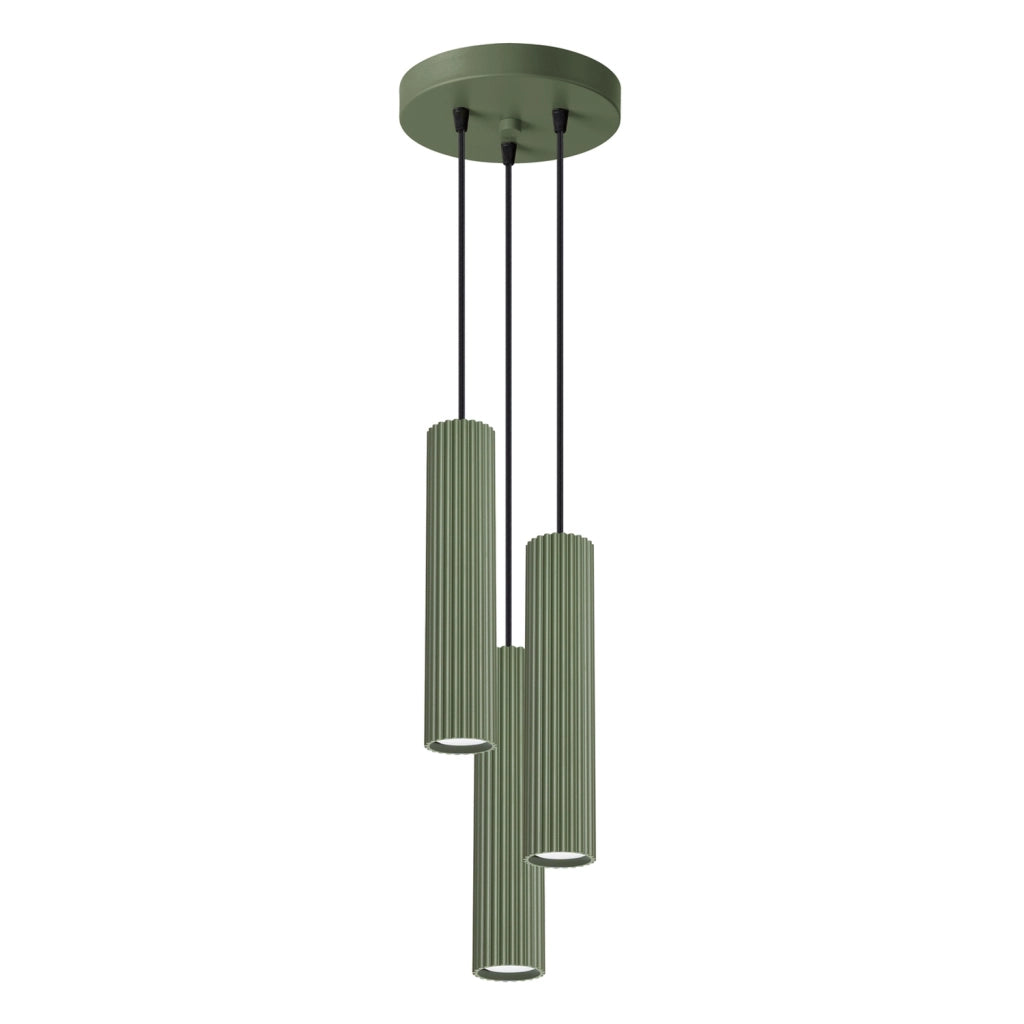 Lampada a sospensione Gravio verde oliva 3xGU10 Ø20
