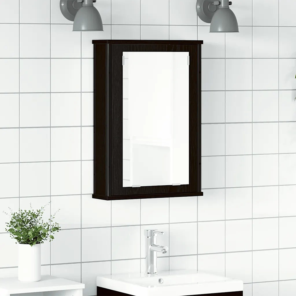 vidaXL Mobile da Bagno con Specchio Rovere Nero 42x12x60 cm Truciolato