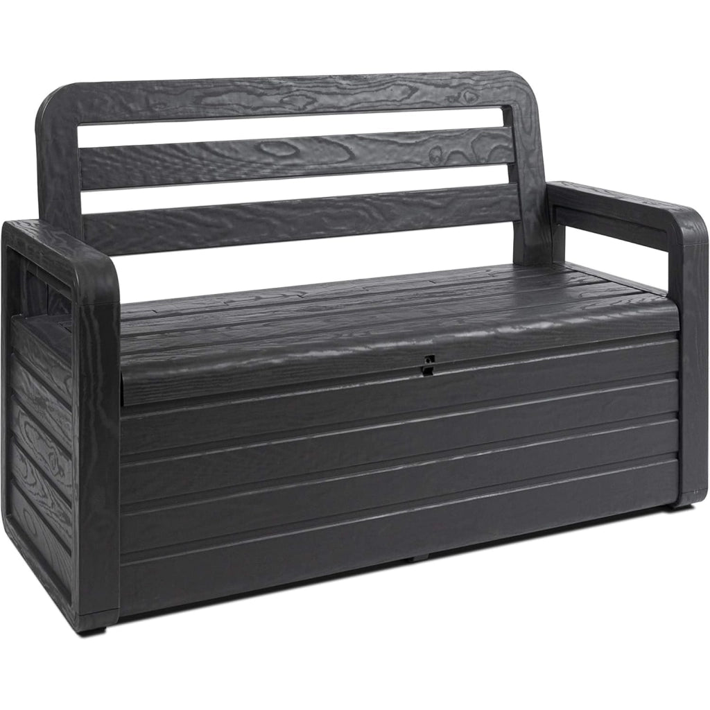 Cassapanca da Esterno Antracite in Resina Effetto Legno 270L132x58x89 h