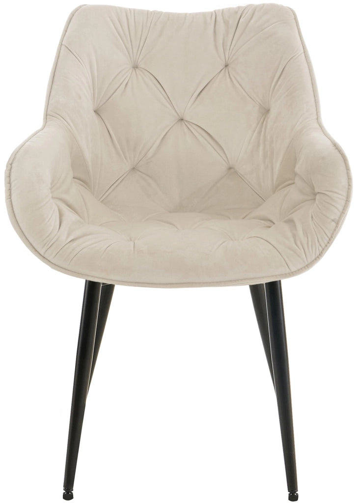 Set di 4 poltroncine Tanna in velluto crema