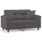 Divano | Divano da soggiorno | Sofa a 2 Posti con Cuscini Grigio 120 cm in Similpelle