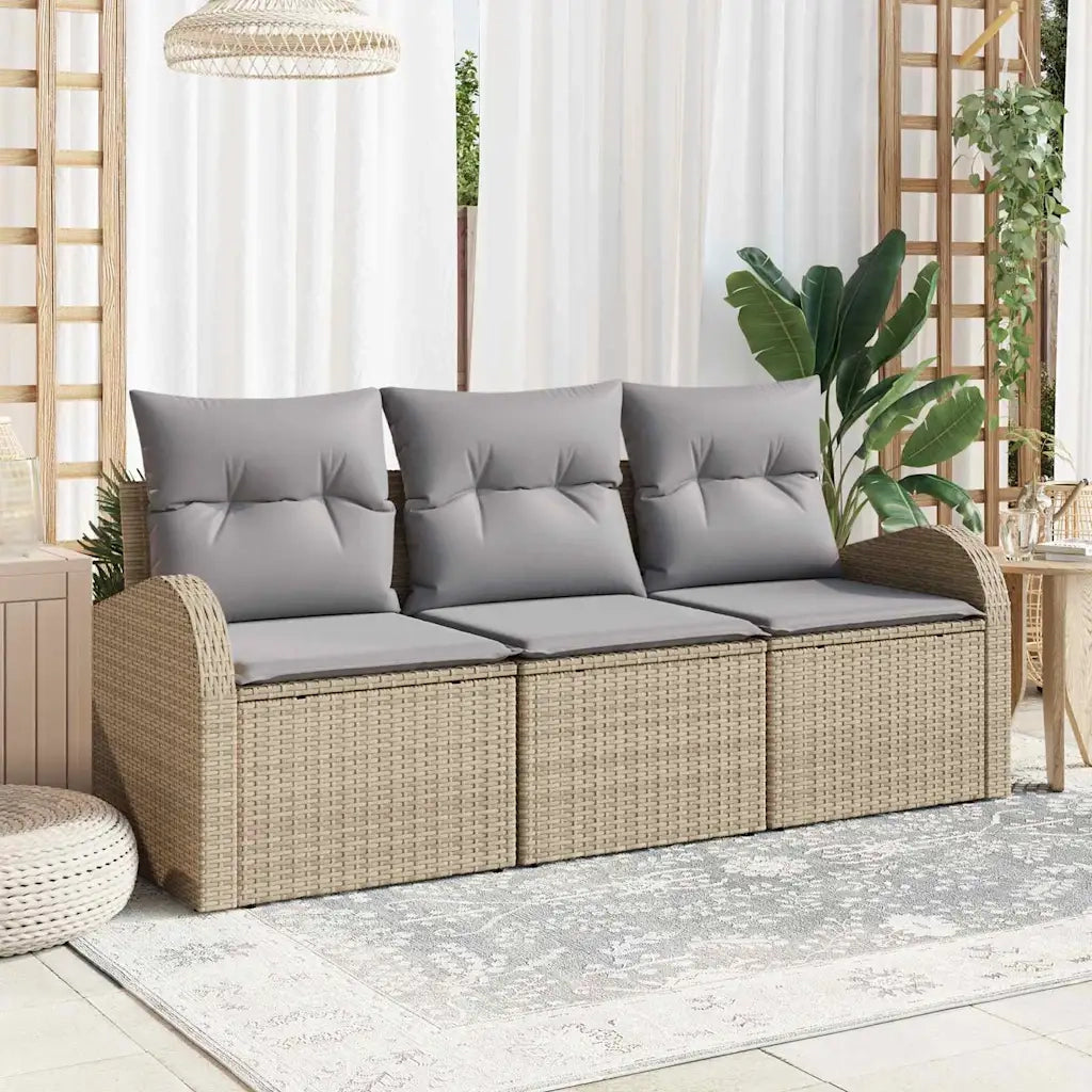 Set Divano da Giardino 3 pcs beige e grigio chiaro Poly Rattan 3354569