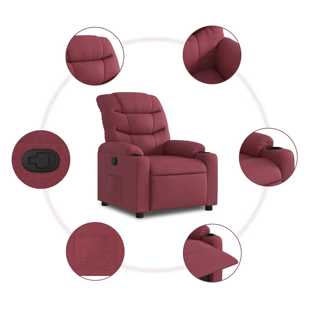 Poltrona | Sedia Relax Reclinabile in Tessuto Rosso Vino