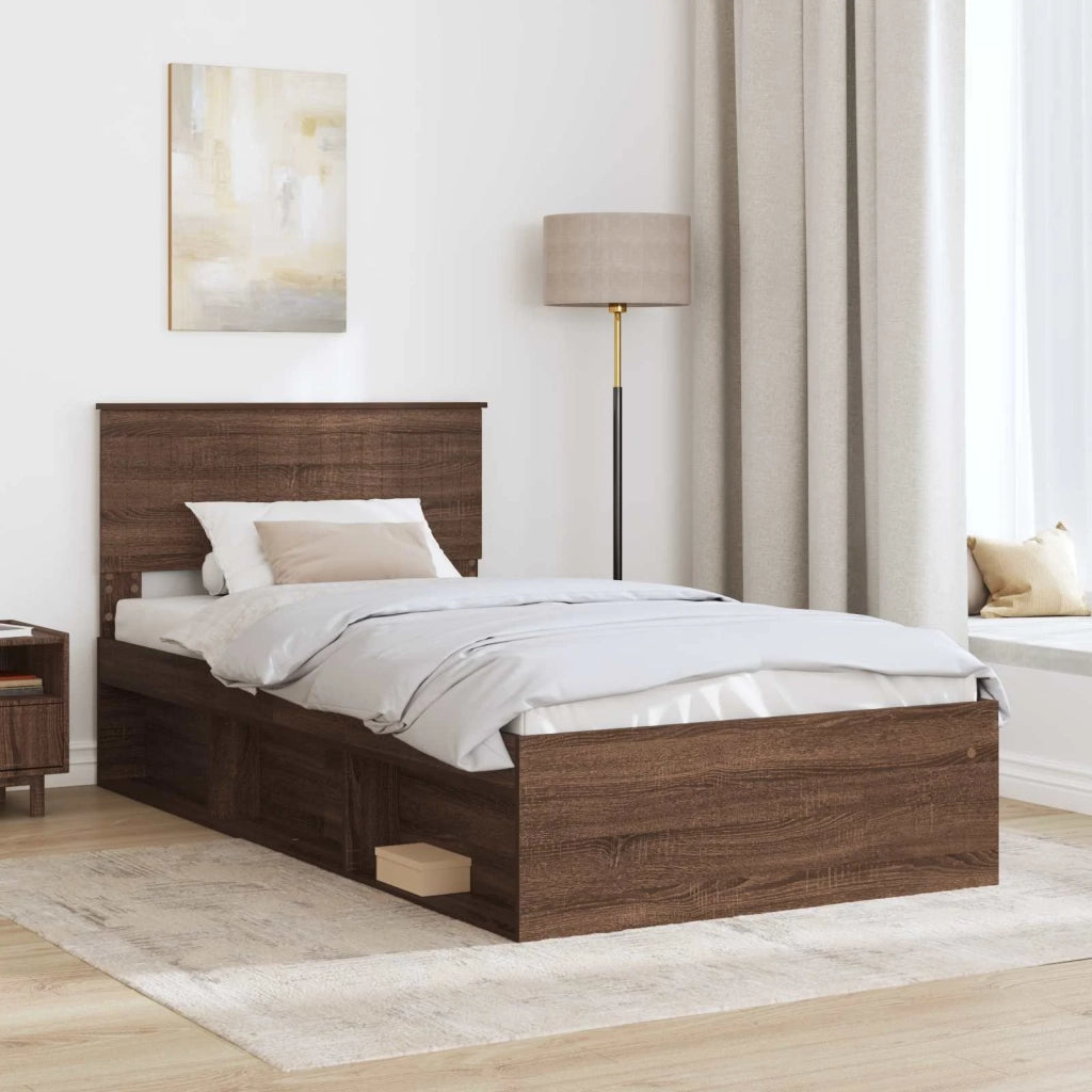 Letto singolo | Letto per adulti | Struttura del letto Rovere Marrone 100 x 200 cm Pino massello