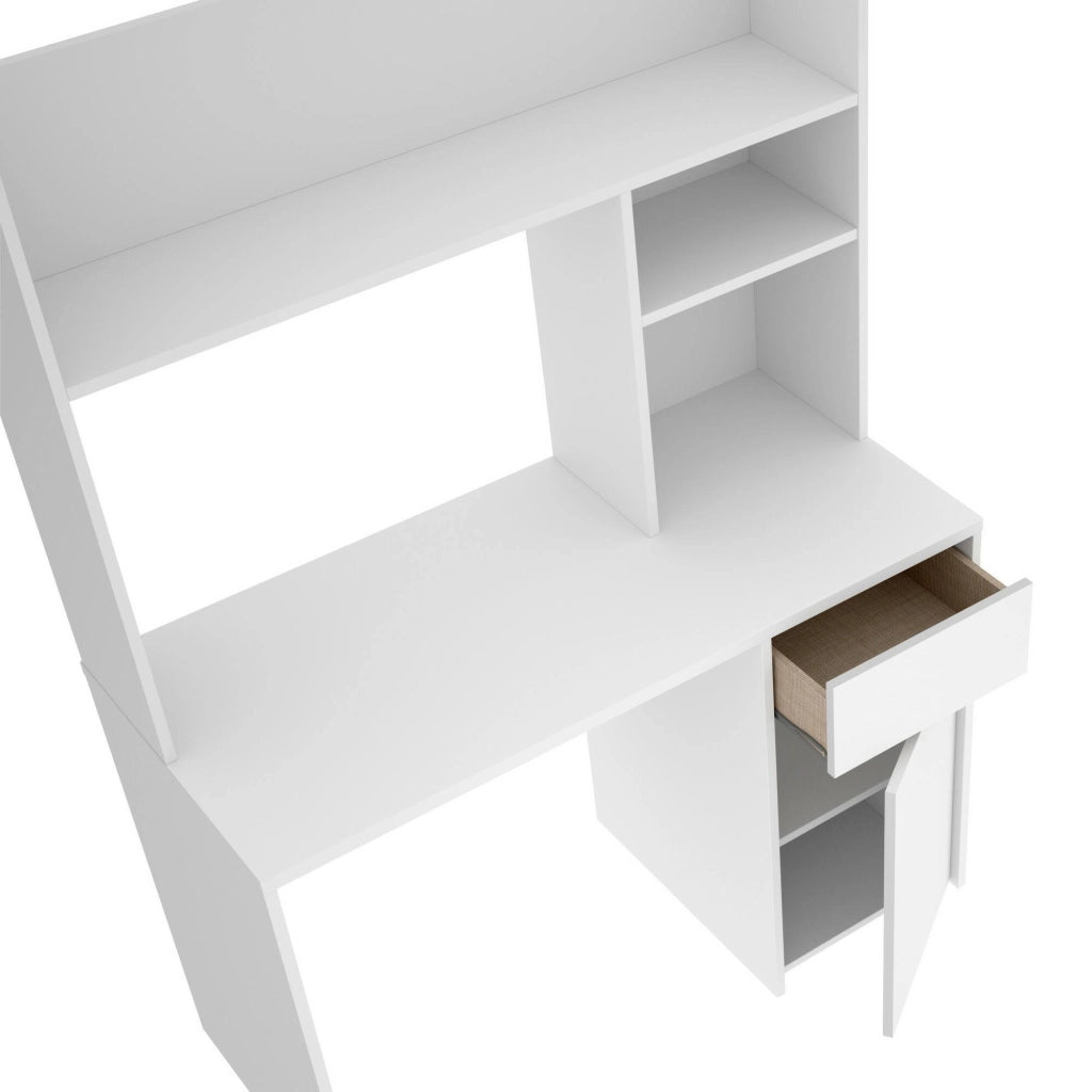 Scrivania Zefiro, Scrittoio multiuso, Tavolo per ufficio porta PC, Piano di lavoro, 110x50 h152 cm, Bianco