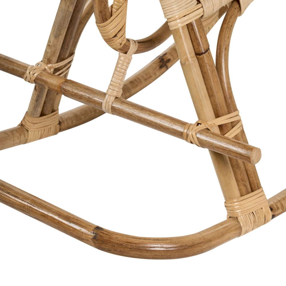 Sedia Cavallo a dondolo per bambini in rattan naturale Boho rustico per interni per il patio
