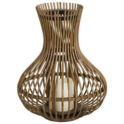 Portacandele in bambù con candela LED marrone, D29x35h cm
