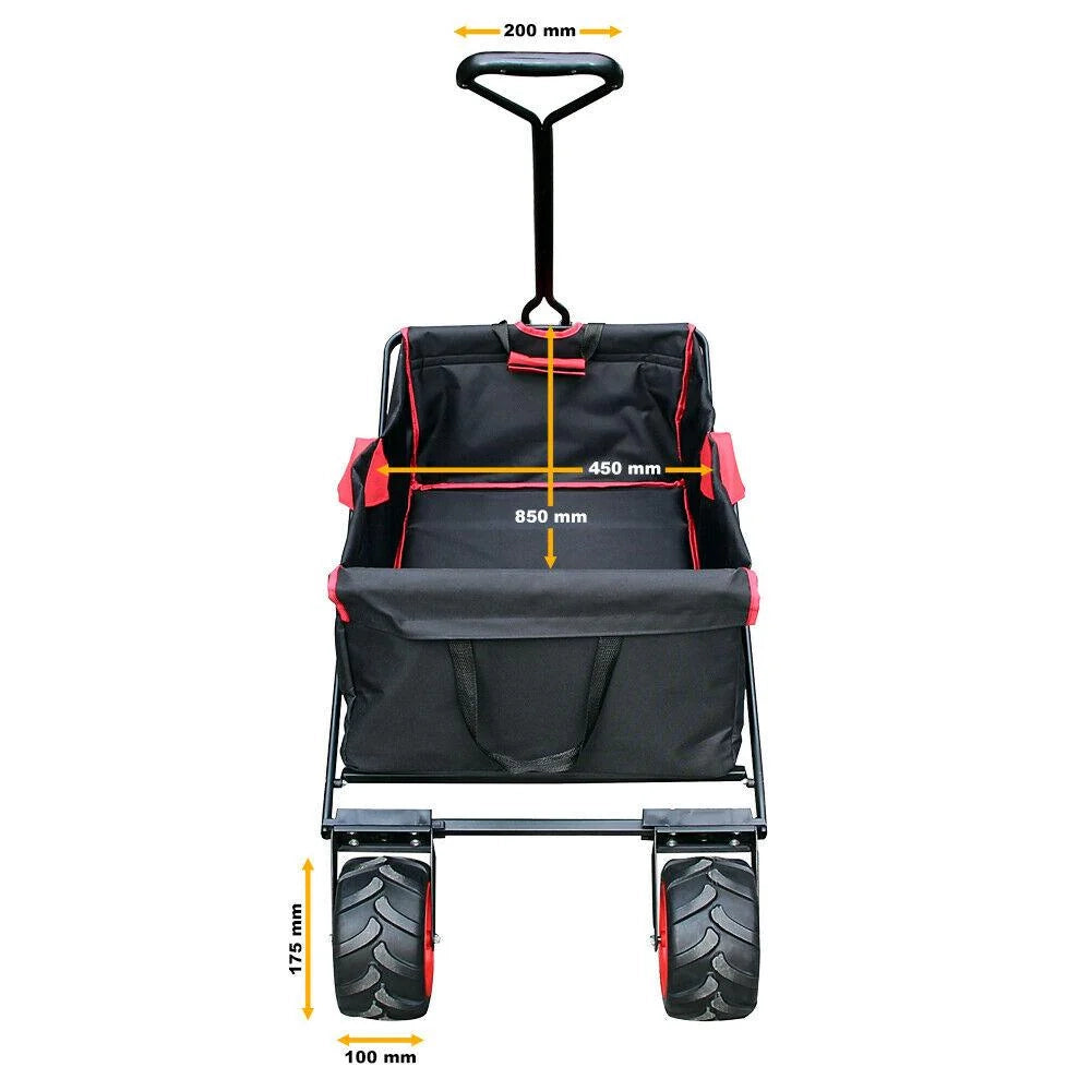 Carrello da trasporto pieghevole carrello a mano carrello da giardino 110 x 50 x 121 cm carrello da spiaggia pieghevole 16_0000764