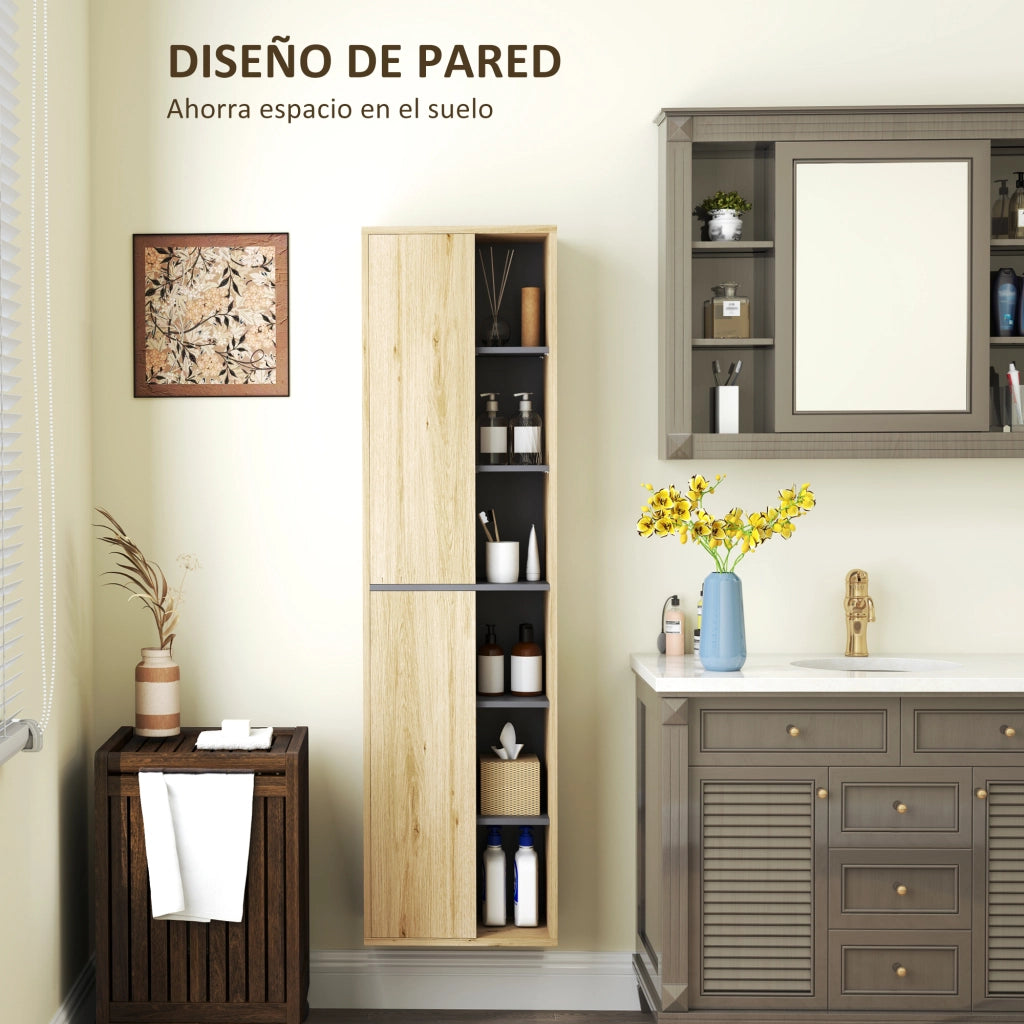 Colonna Bagno Sospesa ¨C Zephmum ¨C Legno Naturale 40x24x142 cm