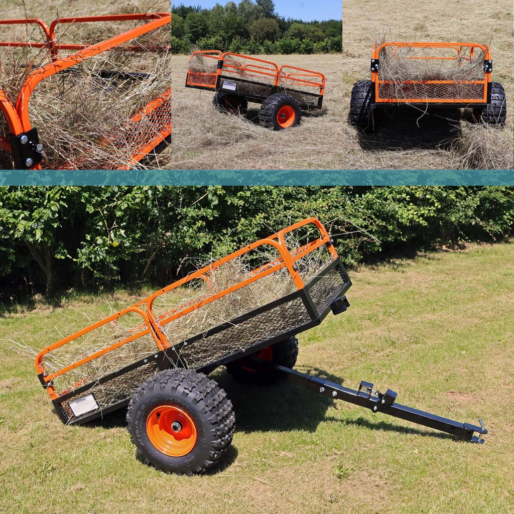 Rimorchio ribaltabile per trattorino 680kg 216x122x76,2 cm, con laterali rimovibili