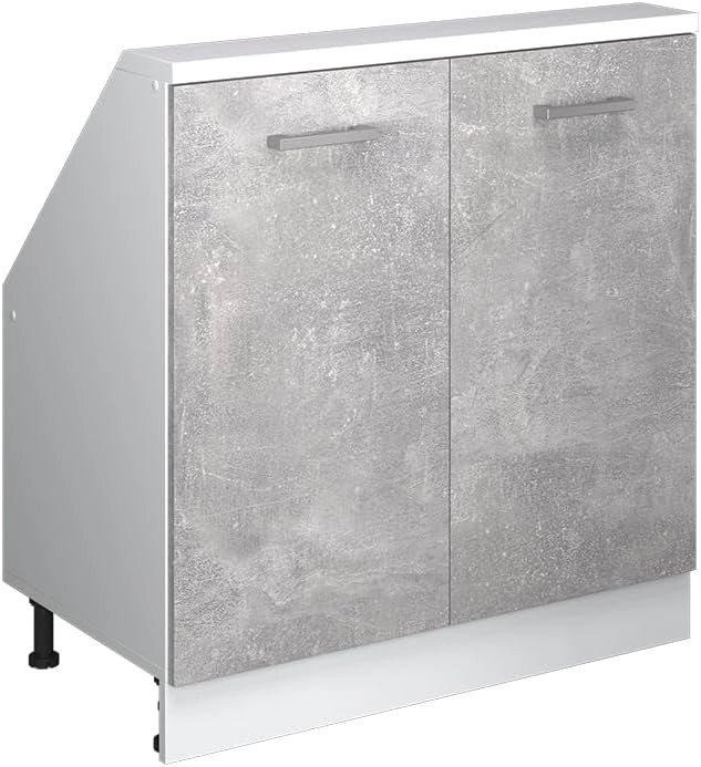 Mobile sottotetto Rion, Cemento/Bianco, con 2 porte