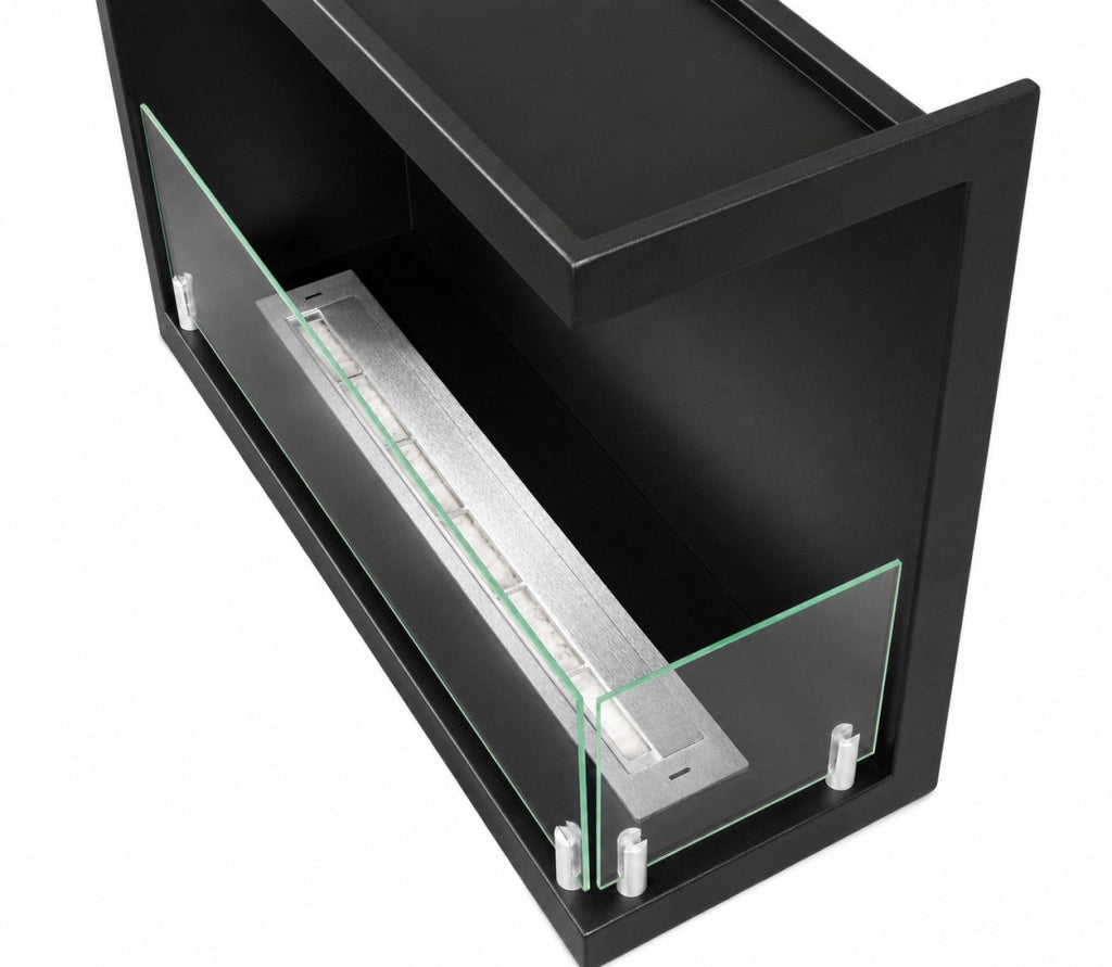 Camino a Bioetanolo da Incasso ad Angolo 60x22,4x45 cm Sutri Lato Destro Struttura in Acciaio Nero