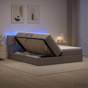 Letto con contenitore LED e materasso Tortora 200 x 200 cm 3459357