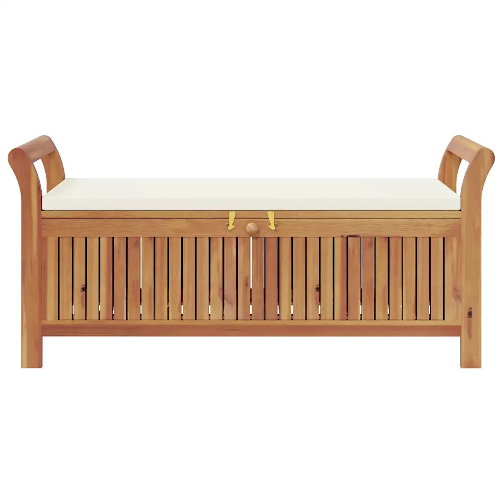 Panca Portaoggetti Giardino Cuscino 126cm Legno Massello Acacia cod mxl 43510