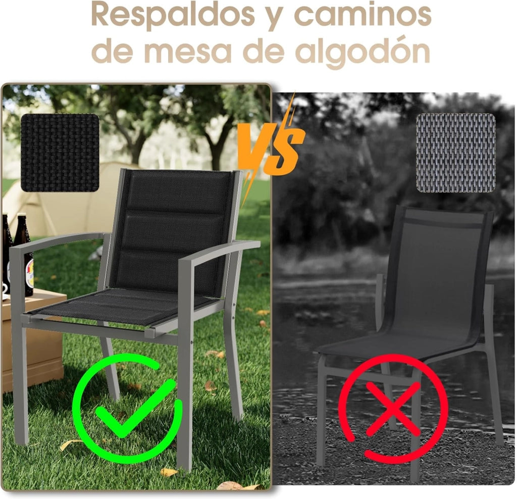 Set di 4 sedie da giardino impilabili in alluminio, carico massimo 160 kg, per giardino, piscina, terrazza, sala da pranzo, mobili da giardino, grigio chiaro