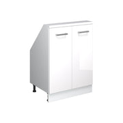 Mobile cucina sottotetto R-Line Bianco lucido/Bianco 60 cm con 2 porte Vicco