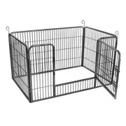 Recinto per cani recinto in metallo per cani cuccioli roditori e conigli pieghevole con porta grigio 122 x 80 x 70 cm 12_0001195