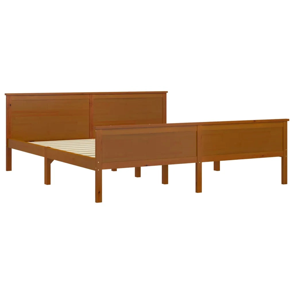 Giroletto-Struttura Letto Marrone Ambra in Legno Massello di Pino 180x200 cm
