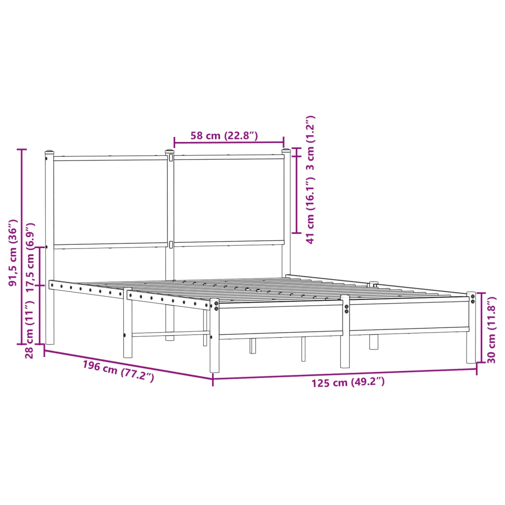 Giroletto senza Materaso in Metallo Rovere Sonoma 120x190 cm 4007865