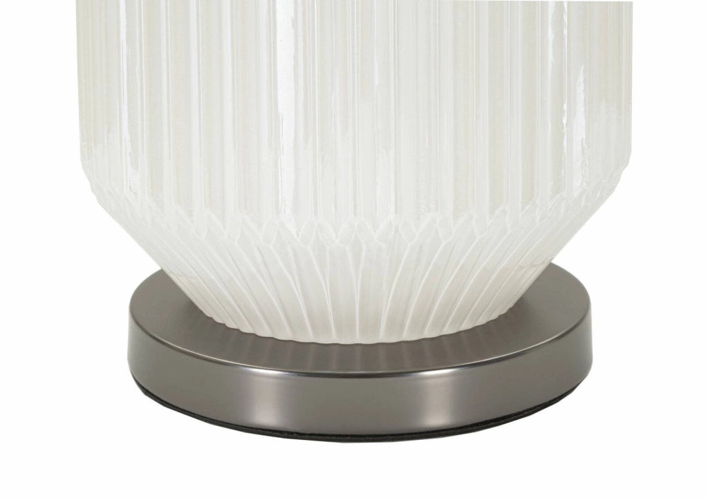 Lampada da tavolo Vidardo, Luce da scrivania , Luminaria da ufficio, Lampada da lavoro, 38x38 h65 cm, Bianco e Grigio