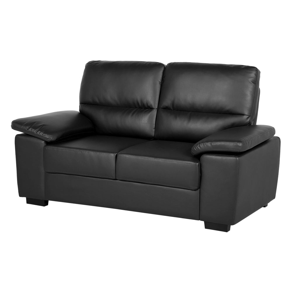 Set divano Nero 3 + 2 posti in ecopelle soggiorno stile moderno