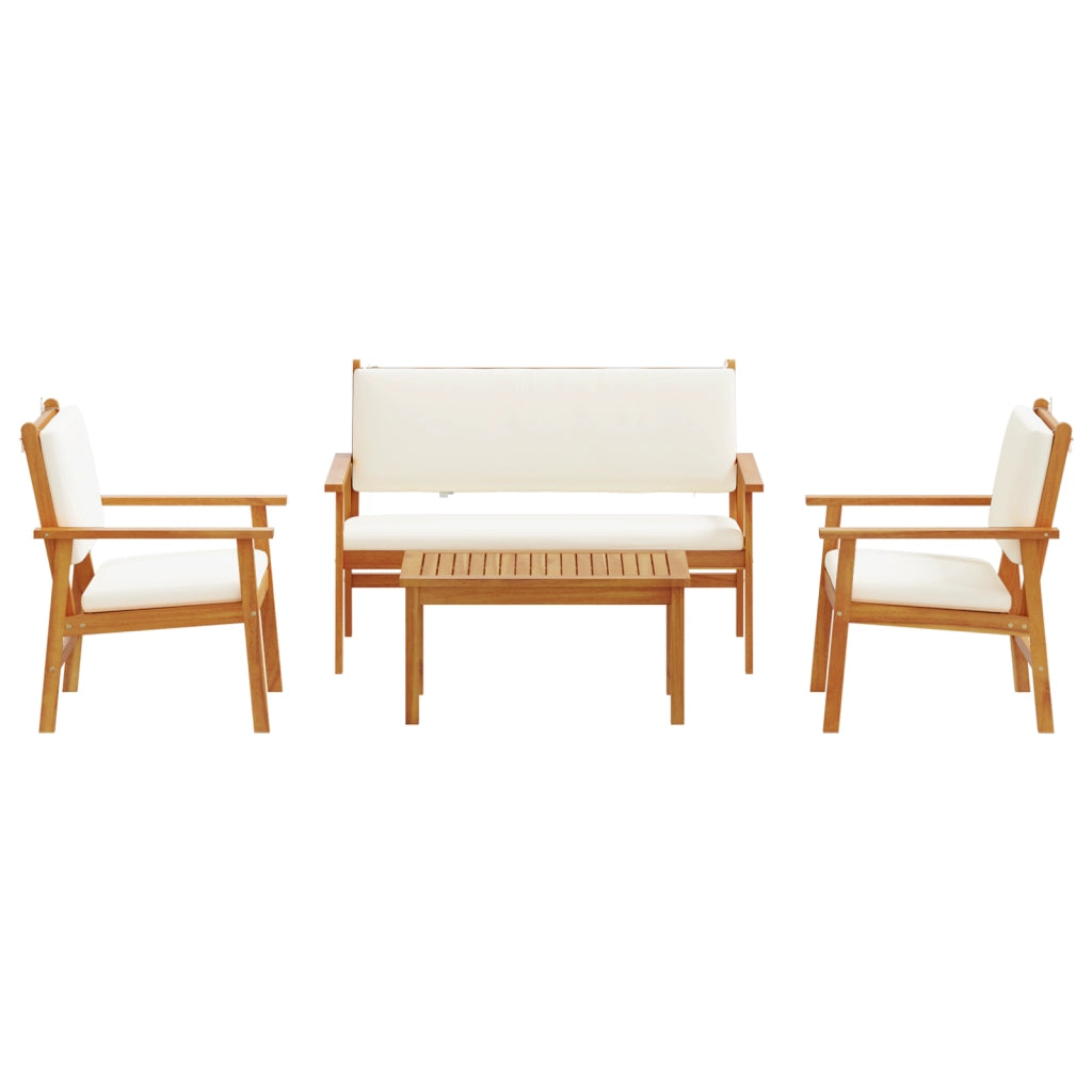 Set di divani da giardino 4 pezzi con cuscini in legno massello di acacia