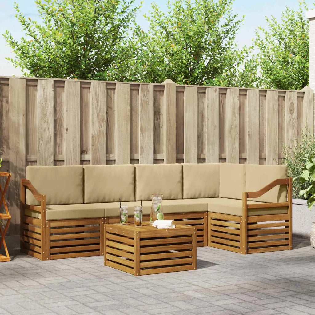 Set divano sezionale con cuscino 6 pcs Naturale e Beige 3374868