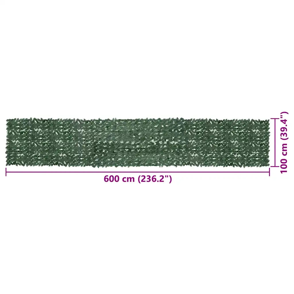 Paravento da Balcone-Divisorio con Foglie Verde Scuro 600x100 cm