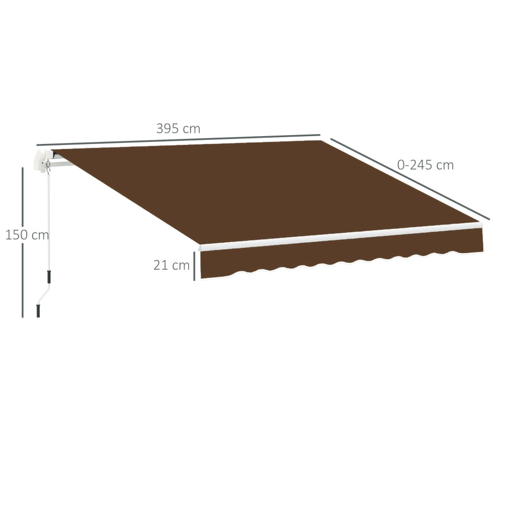 Tenda da Sole Avvolgibile a Parete 395x245 cm in Metallo e Poliestere Rosso ruggine
