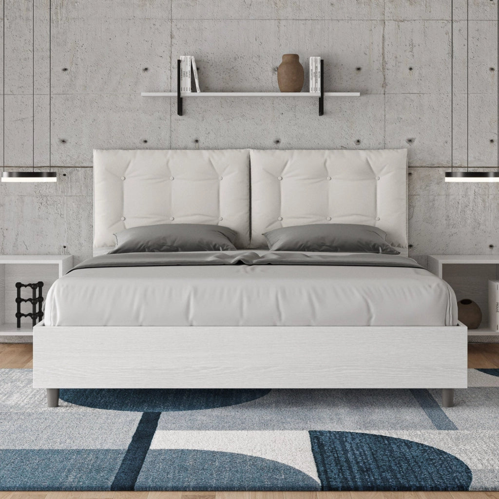 Letto Matrimoniale 160x190 cm con Rete e Contenitore Annalisa Egos Bianco