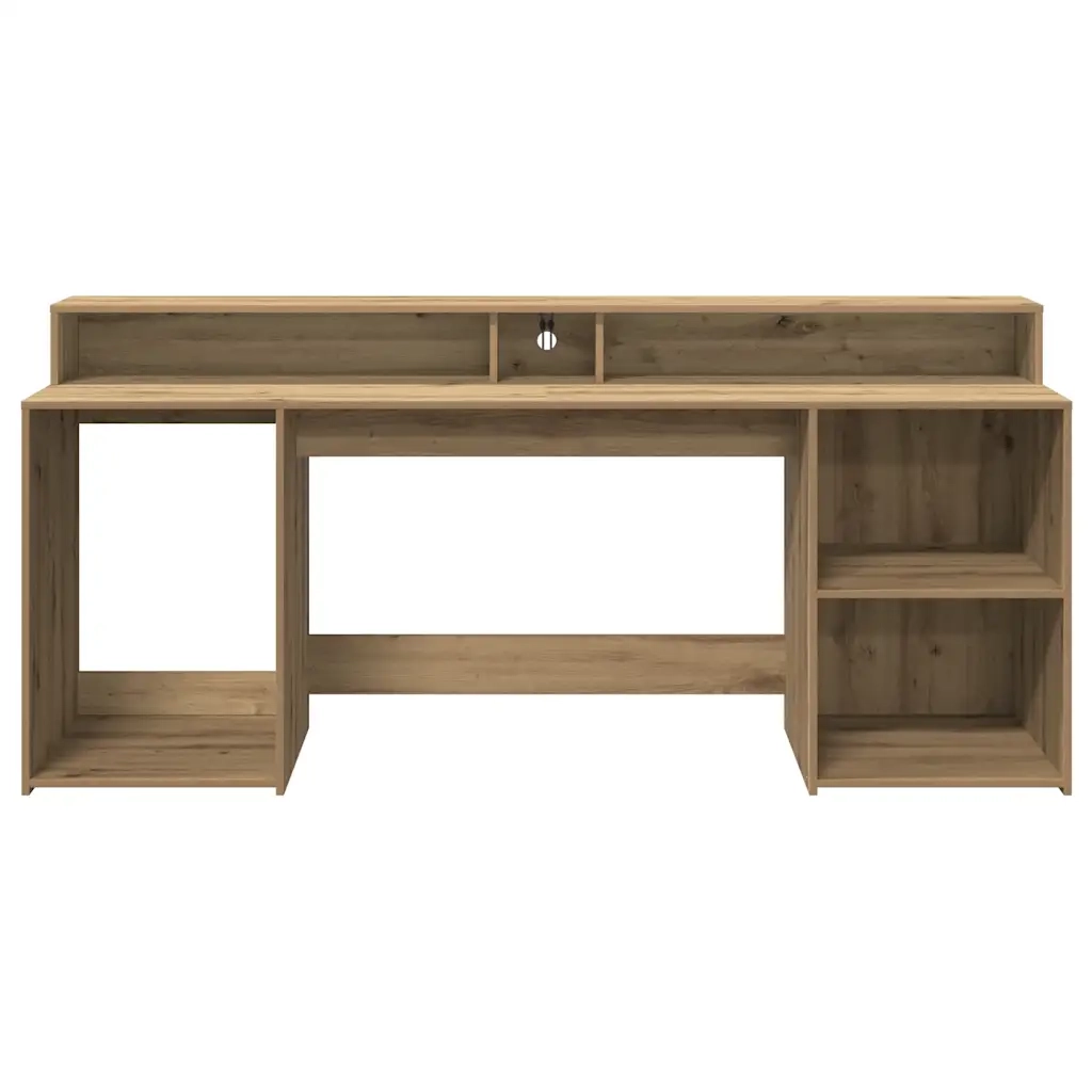 Scrivania con LED Rovere Artigianale 200x55x91 cm in Truciolato 3309446