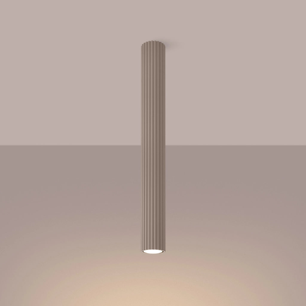 Spot soffitto moderno taupe tondo rigato tubo 60cm GU10