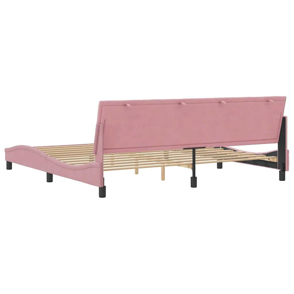 Giroletto senza Materasso-Struttura Letto Hanko Rosa 200x200 cm in Velluto