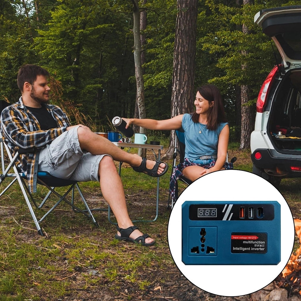 Trade Shop - Convertitore Di Batteria Per Makita 18v 150w Tensione 220v Dc 5v 2 Usb 1 Usb-c Adattatore -