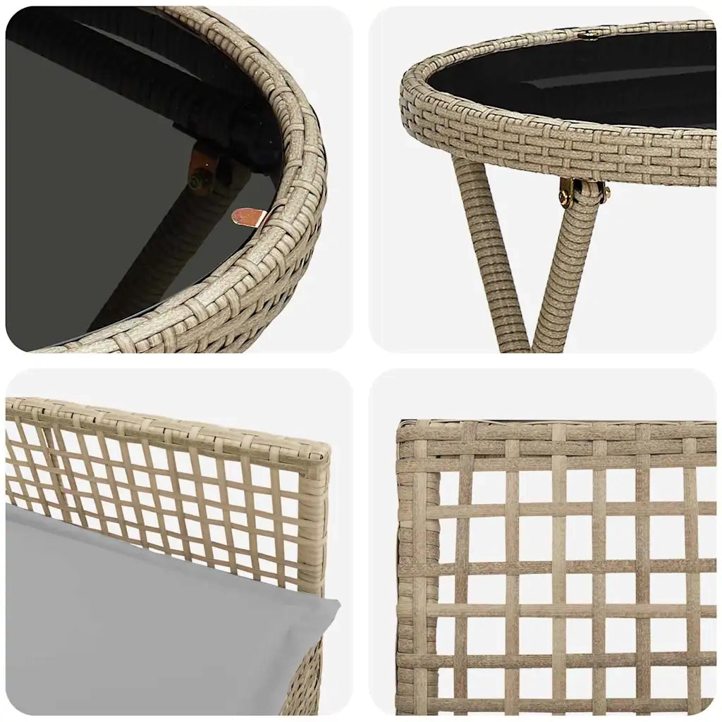 Set Bistro da Giardino 3 pcs Beige polyrattan 3334965