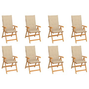 Sedie Reclinabili da Giardino con Cuscini 8 pz Massello di Teak cod mxl 17463