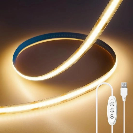 Striscia LED a Cob 5V - A LED Warmbianco - Regolabile e Flessibile - 2M - A LED Warmbianco