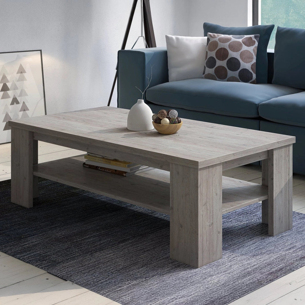 Carlazzo, Tavolino da Salotto un Vano, 130x67x41h cm Grigio Rovere Grigio